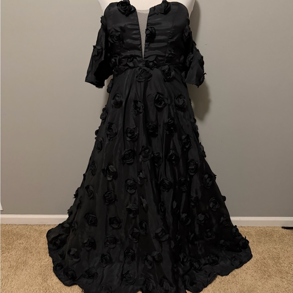 Elegant Black Floral Women Dress